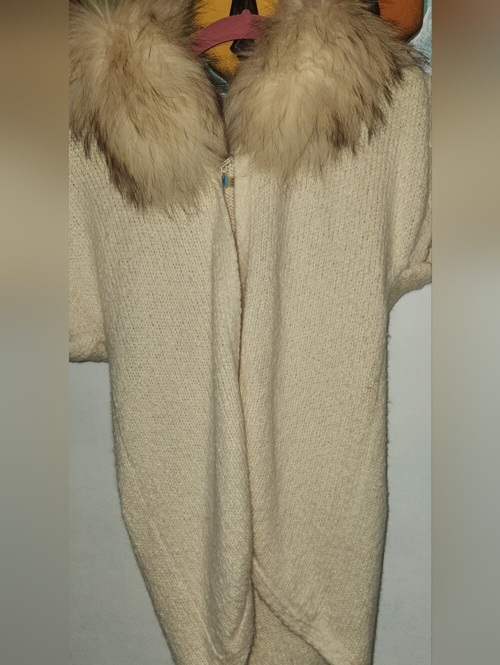 Alice + Olivia Angora Racoon Fur Collar Women's Knit Sweater Vest See Descriptio